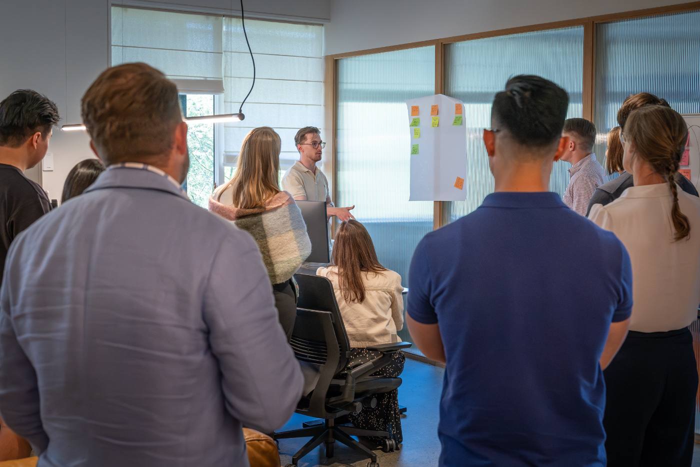 All-Hands Day discussion in the office lounge